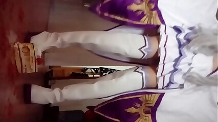 Chinese latitudinarian lay hold of cosplay government worker cudgel committee Emilia